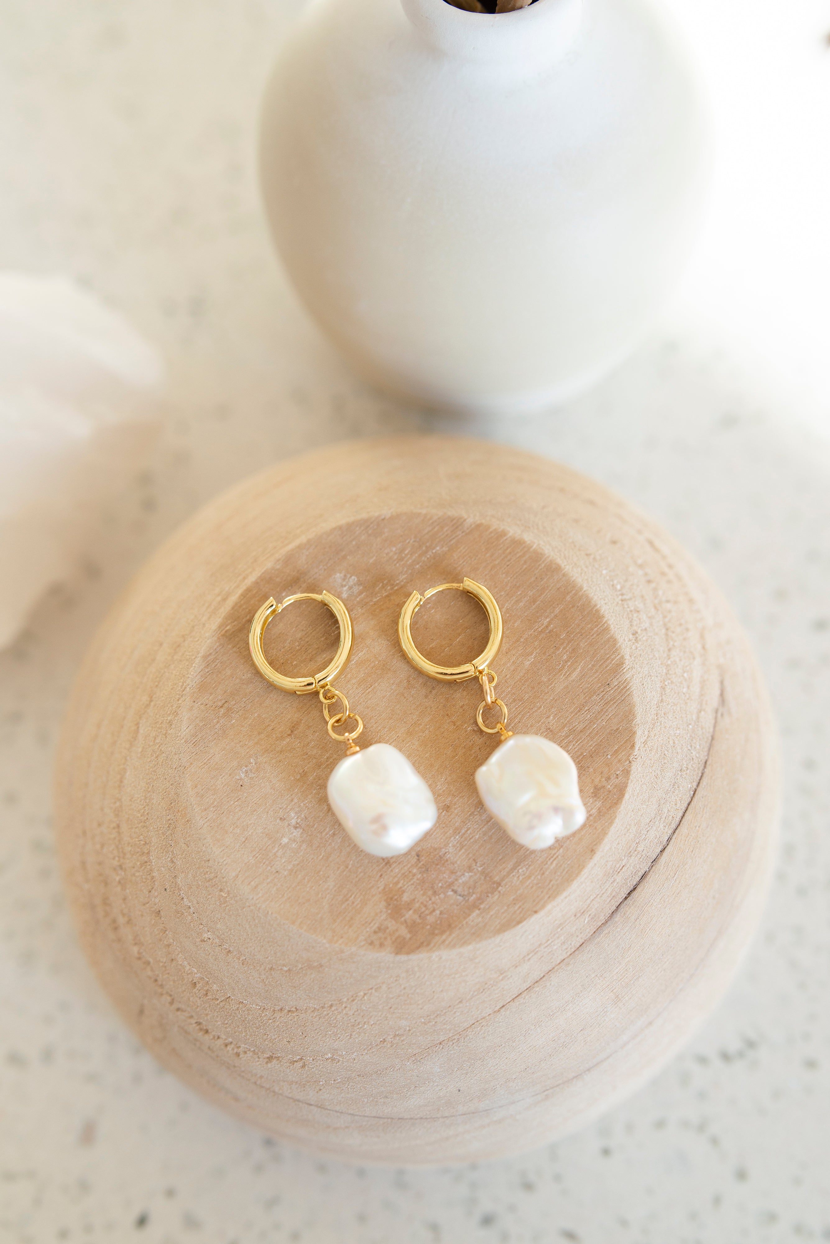 Gold Hoop Petal Pearl Dangle Earrings, Keshi Pearl Drop Earrings, Pearl Drop Earrings Bridal, Natural store Baroque Pearl Earrings