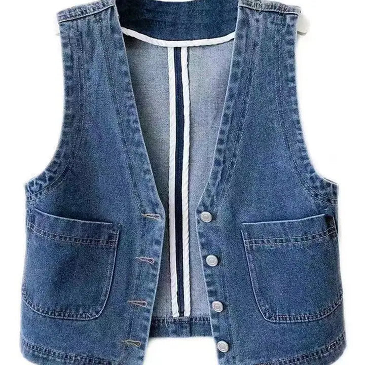 Button-Up Denim Vest