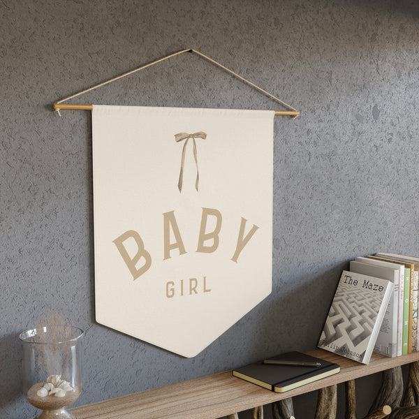 Custom Baby Girl Pennant Banner Baby Girl Tan Font/Light Peach | Custom Name Nursery Pennant Banner