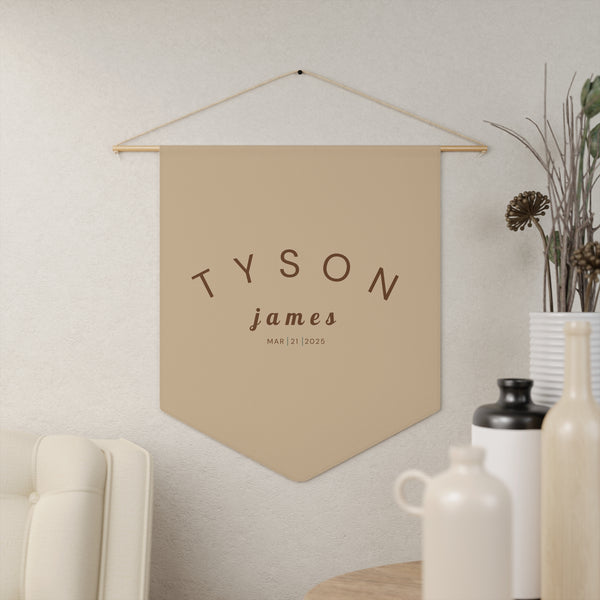Custom Baby Pennant Banner in Tan/Brown | Custom Name Nursery Pennant Banner
