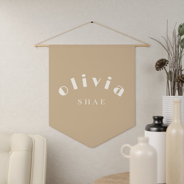 Custom Baby Girl Pennant Banner in Tan/Cream Font | Custom Name Nursery Pennant Banner