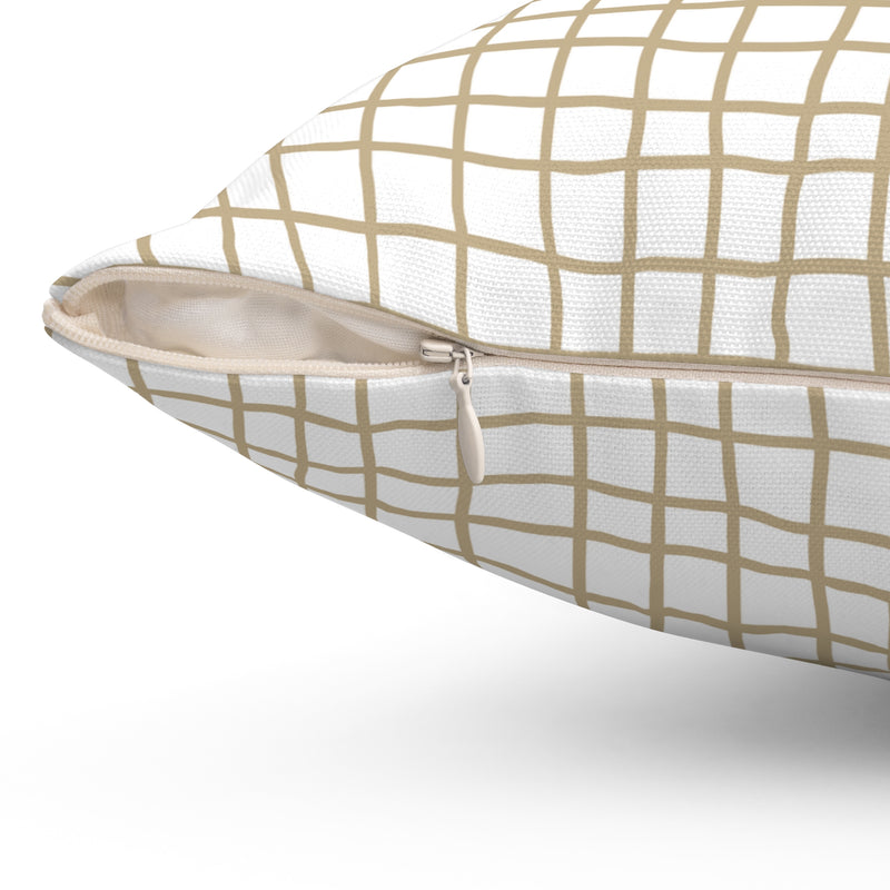 Grid Pillow Cover + Insert in Taupe