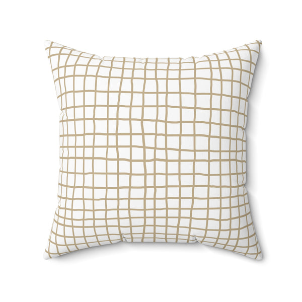 Grid Pillow Cover + Insert in Taupe