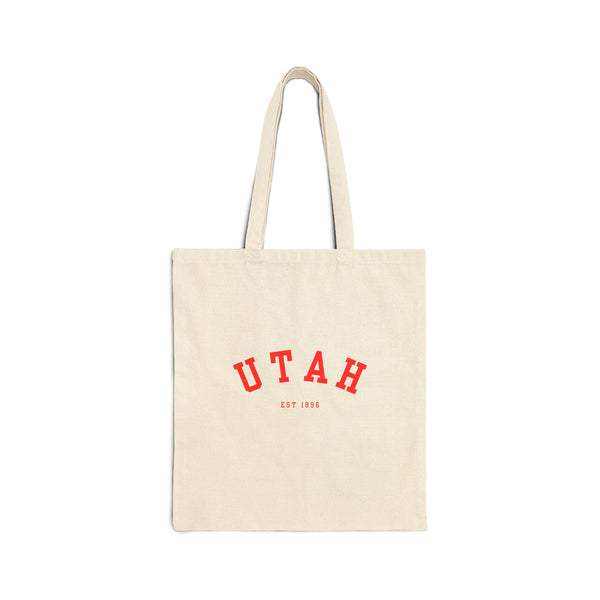 Utah Cotton Canvas Tote Bag in cherry red, Eco-Friendly Shopping Bag, Gift for Travelers, Reusable Grocery Bag