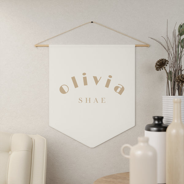 Custom Baby Girl Pennant Banner in Cream/Tan Font | Custom Name Nursery Pennant Banner