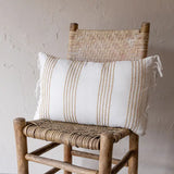 14x22 Hand Woven Filled Pillow Tan Striped Cotton