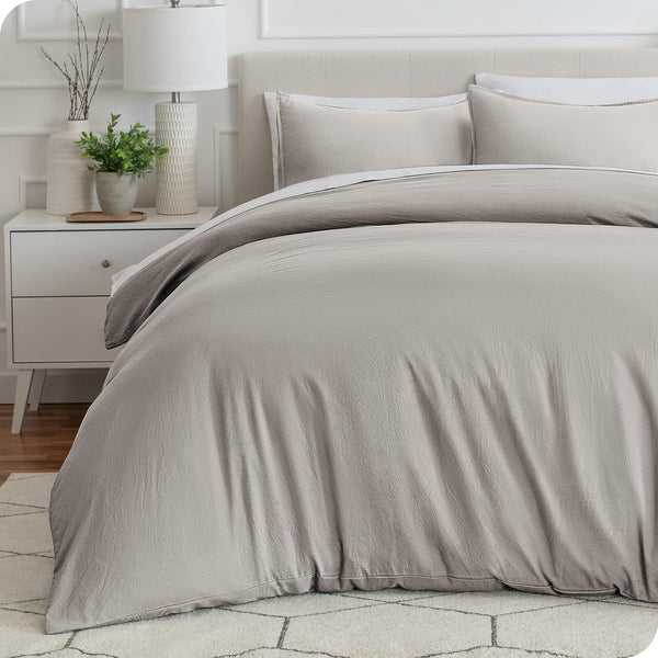 Washed Duvet Cover - Twin/Twin XL - Premium 1800 Ultra-Soft Brushed Microfiber - Hypoallergenic, Easy Care, Stain Resistant (Twin/Twin XL, Washed Fog)