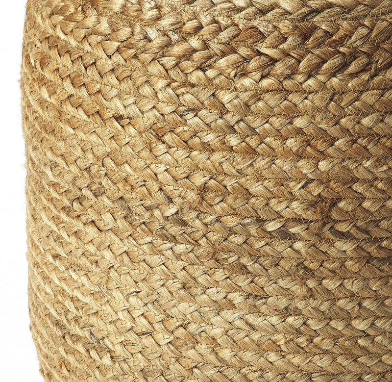 16" Jute Round Pouf Ottoman-5