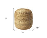 16" Jute Round Pouf Ottoman-6