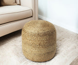 16" Jute Round Pouf Ottoman-0