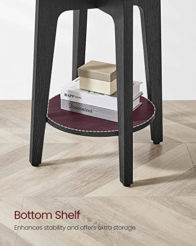 VASAGLE Round Side Table with Lower Shelf, End Table for Small Spaces, Nightstand for Living Room, Bedroom, Rustic Walnut, ULET283T41, 15.8 x15.8 x 19.7 Inches