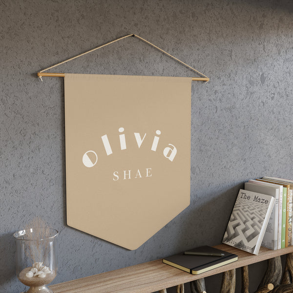 Custom Baby Girl Pennant Banner in Tan/Cream Font | Custom Name Nursery Pennant Banner