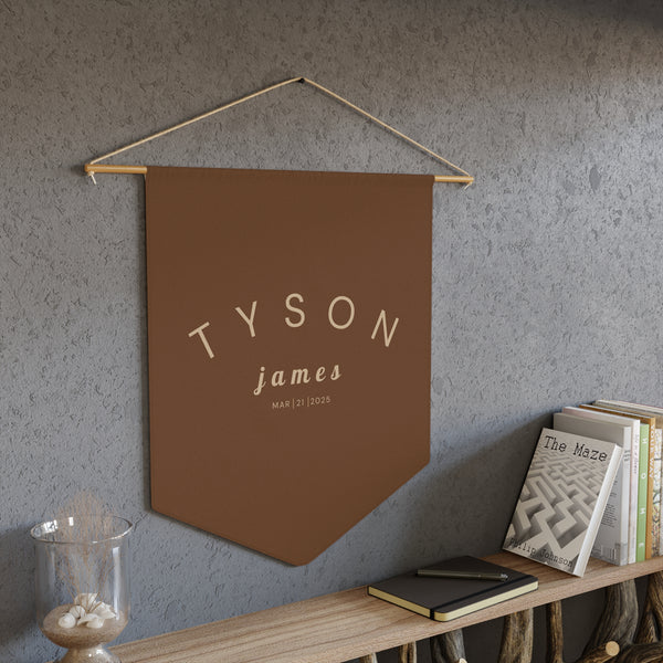 Custom Baby Pennant Banner in Dark Brown/Beige | Custom Name Nursery Pennant Banner