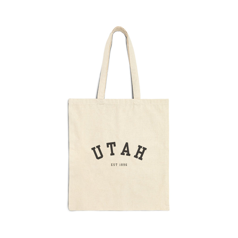 Utah Cotton Canvas Tote Bag in black , Eco-Friendly Shopping Bag, Gift for Travelers, Reusable Grocery Bag