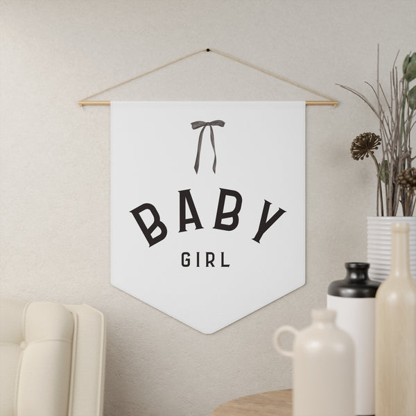 Custom Baby Girl Pennant Banner in Black/White Baby Girl | Custom Name Nursery Pennant Banner