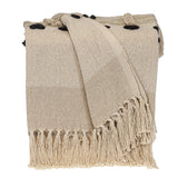 Beige Woven Cotton Abstract Throw Blanket-3