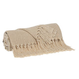 Beige Woven Cotton Abstract Throw Blanket-2