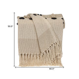Beige Woven Cotton Abstract Throw Blanket-7