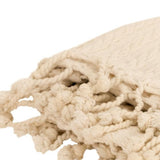 Ivory Knitted 100% Cotton Throw Blanket-3