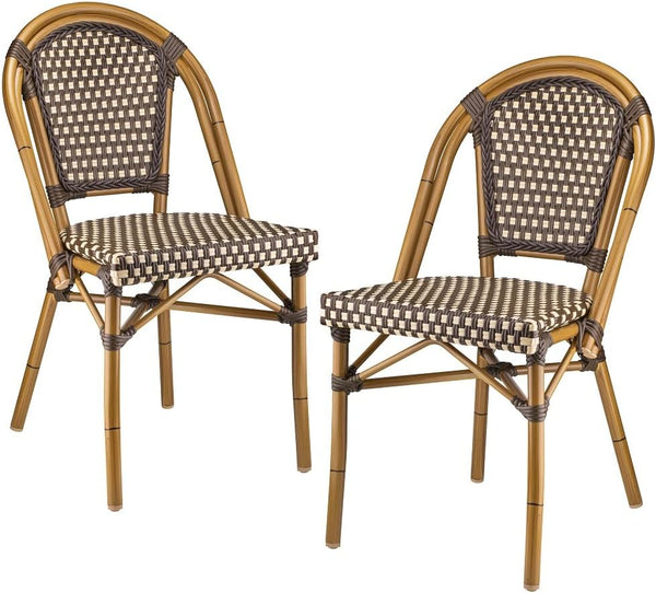 Aluminum Bamboo Look Walnut Chair 2Pk