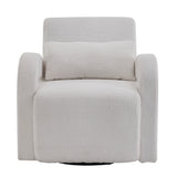 Cozy white Teddy Fabric Armchair - Modern Sturdy Lounge Chair with Curved Arms and Thick Cushioning for Plush Comfort