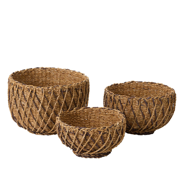 Woven Seagrass Baskets – Set of 3 Nesting Decorative Baskets for Storage & Home Décor
