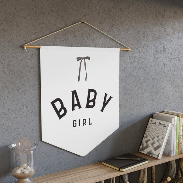 Custom Baby Girl Pennant Banner in Black/White Baby Girl | Custom Name Nursery Pennant Banner