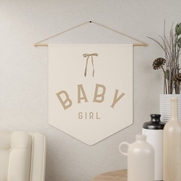 Custom Baby Girl Pennant Banner Baby Girl Tan Font/Light Peach | Custom Name Nursery Pennant Banner