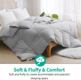 Lightweight Goose Feather down Comforter California King, Organic Cotton Quilted Thin All-Season Duvet Insert for Warm Weather/Hot Sleepers (104X96, Cloud Grey)