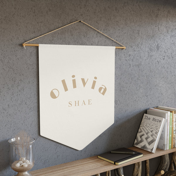 Custom Baby Girl Pennant Banner in Cream/Tan Font | Custom Name Nursery Pennant Banner