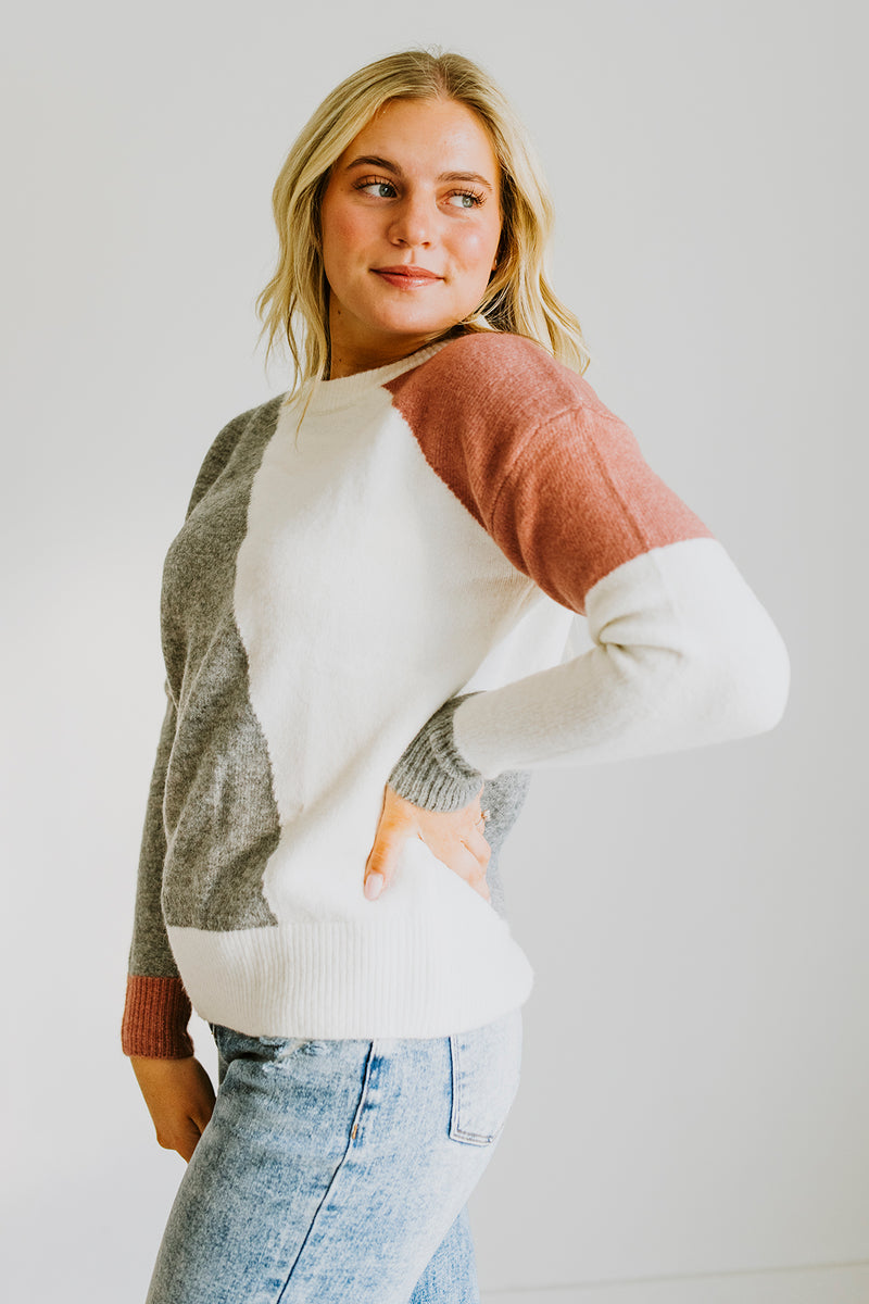 Colorblock Sweater and Grey and Mauve