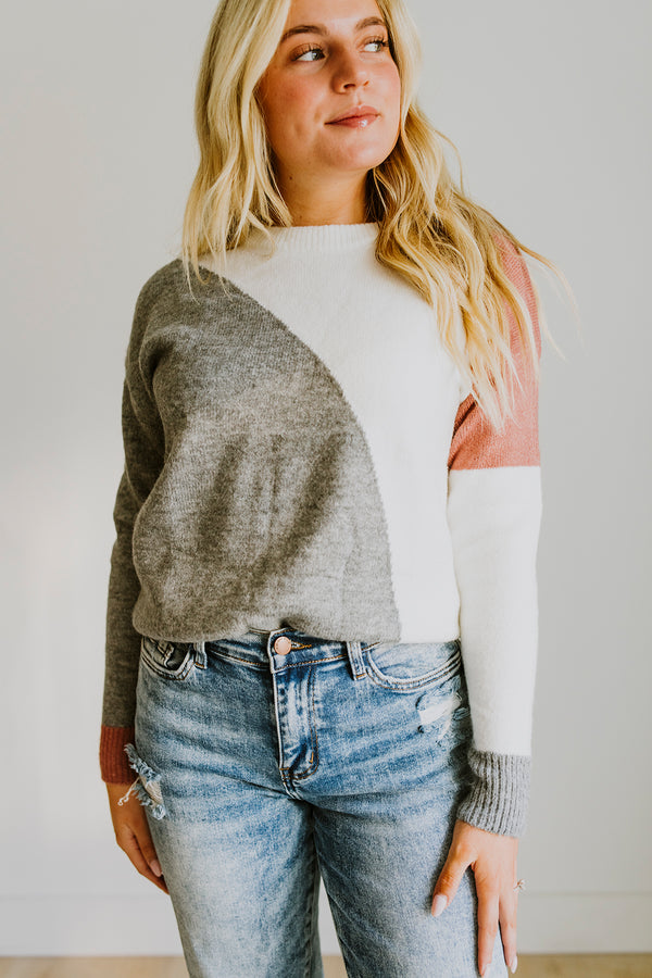 Colorblock Sweater and Grey and Mauve