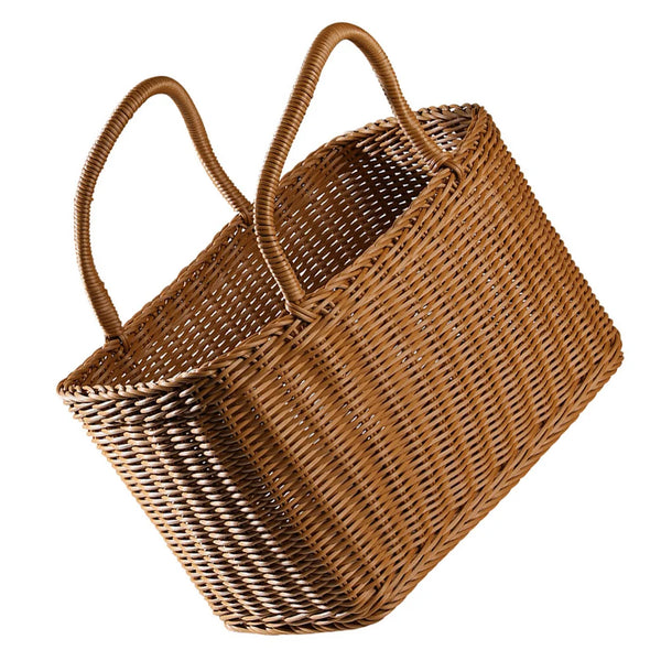 Woven Wicker Basket with Handle-0