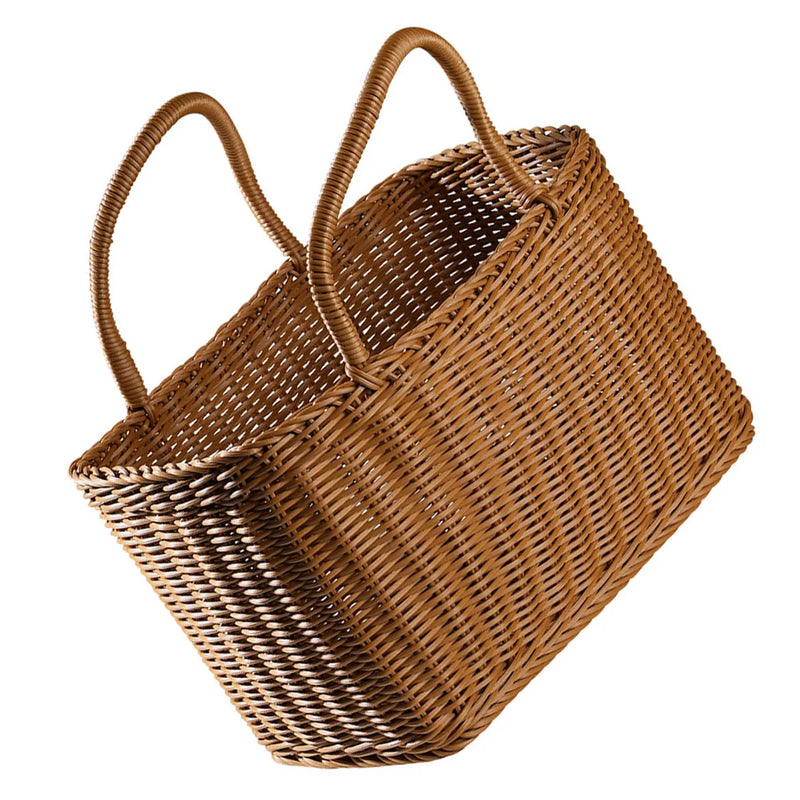 Woven Wicker Basket with Handle-0