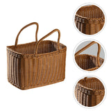 Woven Wicker Basket with Handle-3