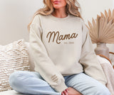 Personalized Mama Crewneck Sweatshirt, Cozy Sweatshirt Customized Mama Sweatshirt