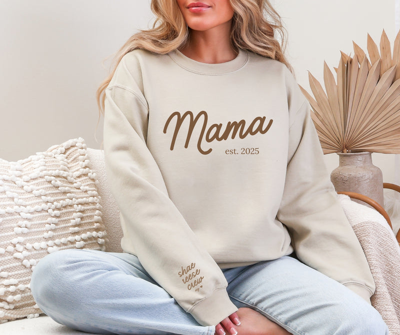 Personalized Mama Crewneck Sweatshirt, Cozy Sweatshirt Customized Mama Sweatshirt