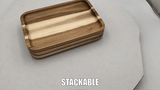 Zavis Green Acacia Wood Serving rectangle Stackable Tray / Dish 12" X 8" | Dishwasher Safe-2
