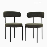 Set of 2 Mid-Century Modern Boucle Dining Chairs-0