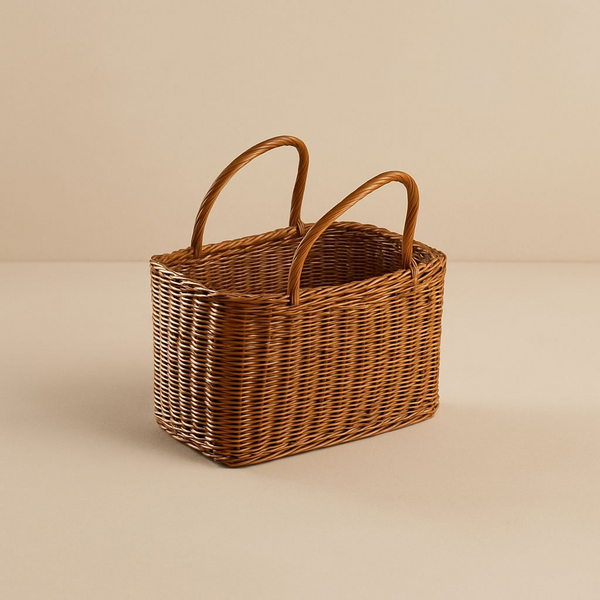 Woven Wicker Basket with Handle – Natural Storage Basket for Home Organization | Picnic | Blush Lane Home