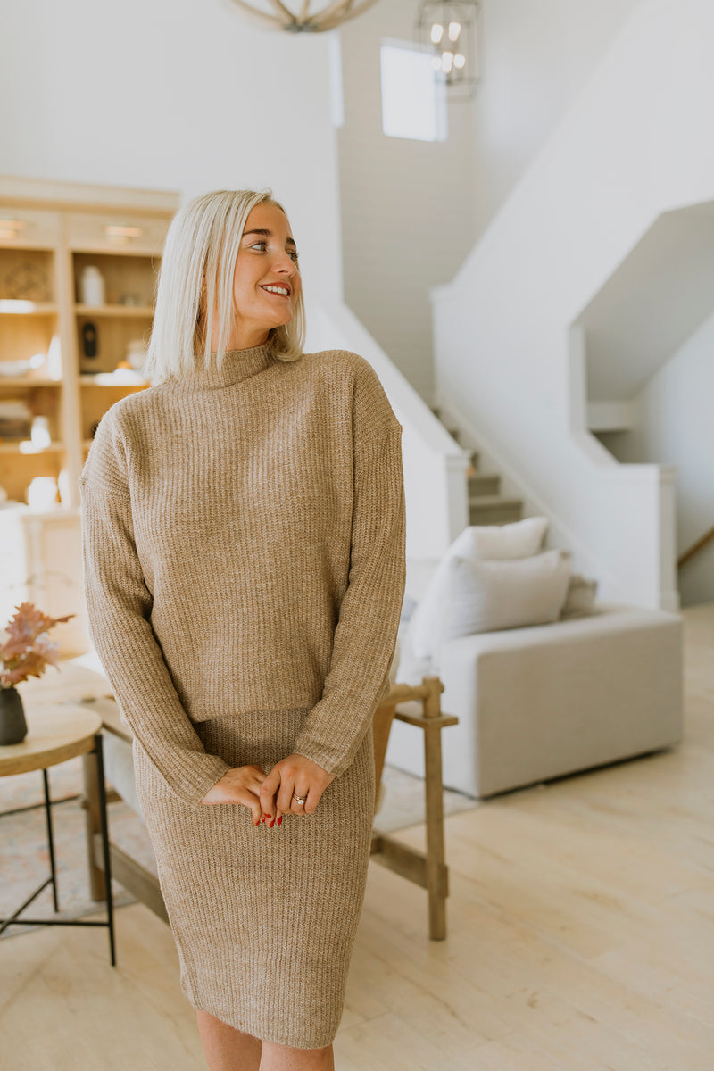 Two Piece Knit Sweater and Skirt Set