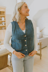 Button-Up Denim Vest