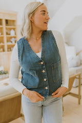 Button-Up Denim Vest