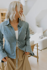 Tie-Front Denim Jacket