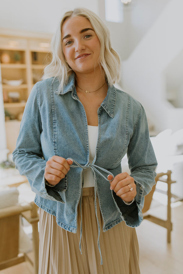 Tie-Front Denim Jacket