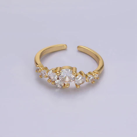 14K Gold Filled Multiple Clear Round CZ Bubble Ring
