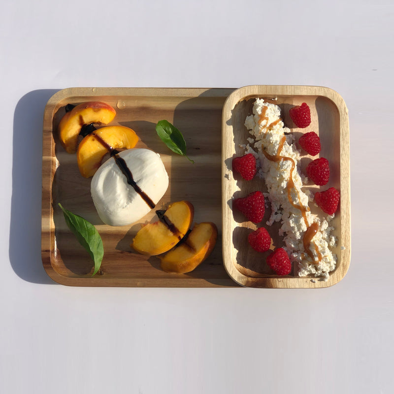 Zavis Green Acacia Wood Serving rectangle Stackable Tray / Dish 12" X 8" | Dishwasher Safe-3