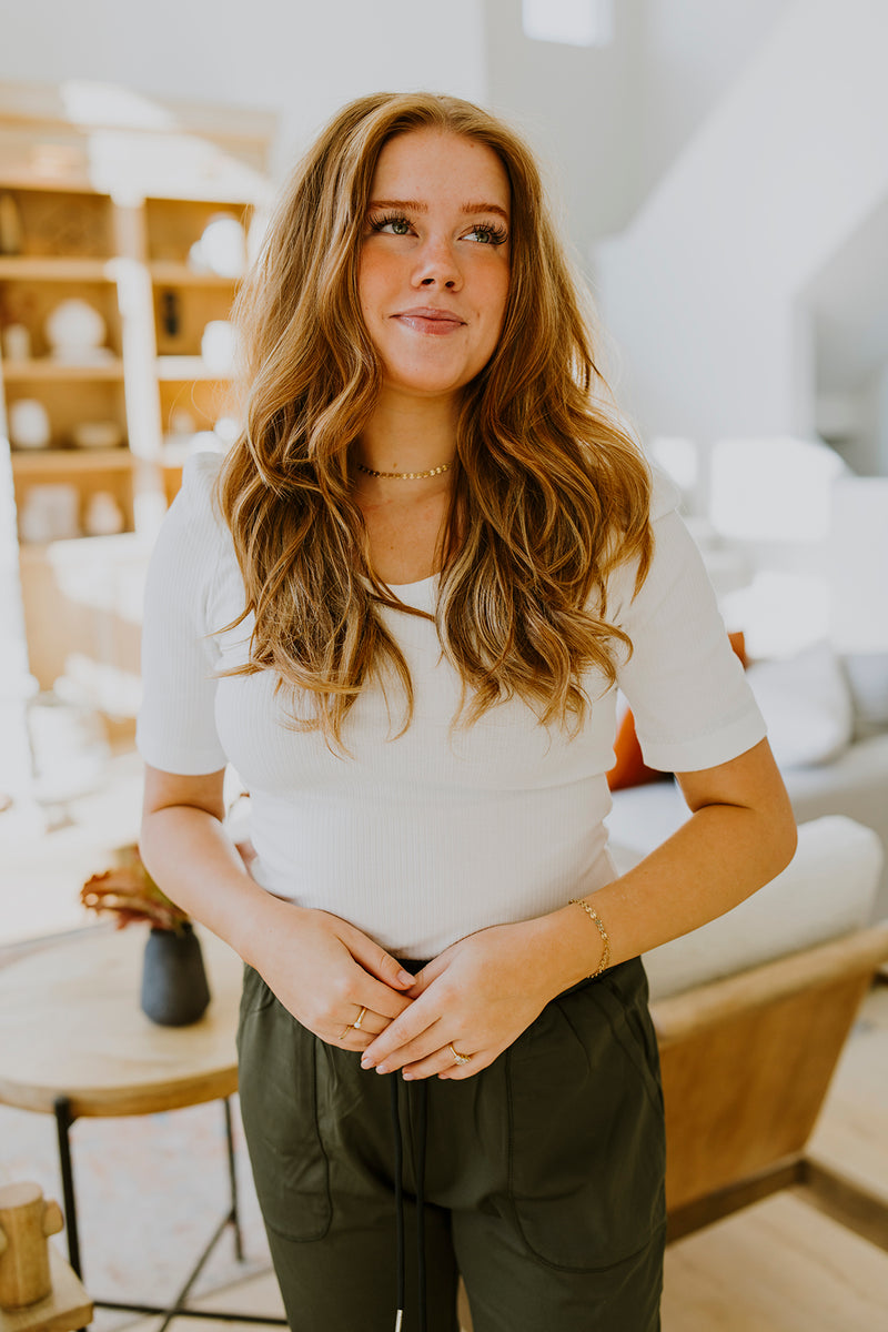 Ribbed White Top