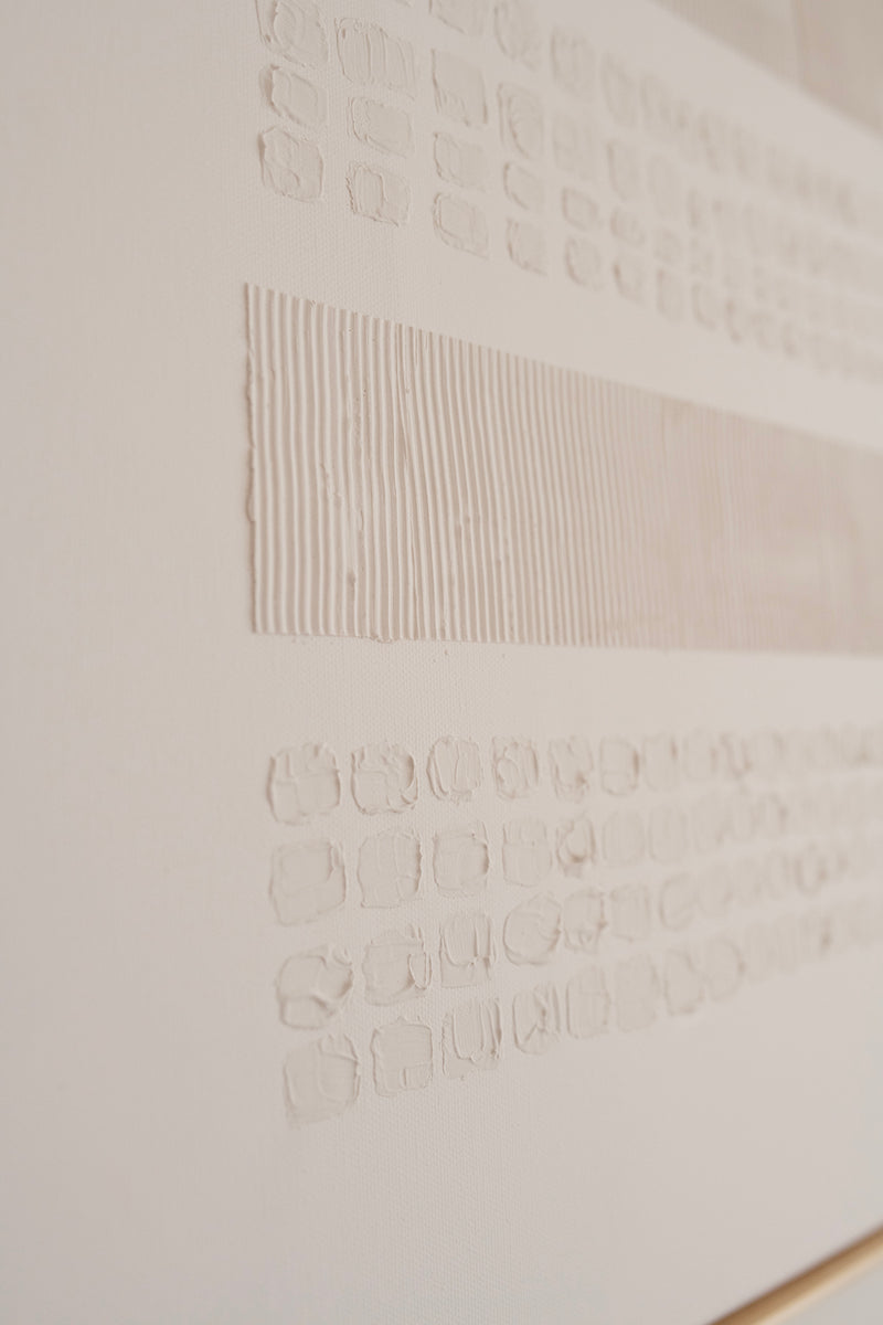Cream Lines & Dots - 3D Minimalist Abstract Textured Artwork- Wabi Sabi Art