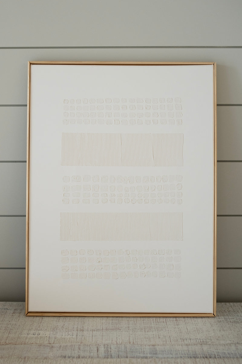 Cream Lines & Dots - 3D Minimalist Abstract Textured Artwork- Wabi Sabi Art